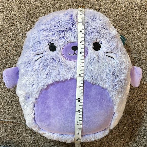 Squishmallows Fuzz-A-Mallows Ellen the Seal NWT beautiful Periwinkle Purple 12” - Picture 9 of 10